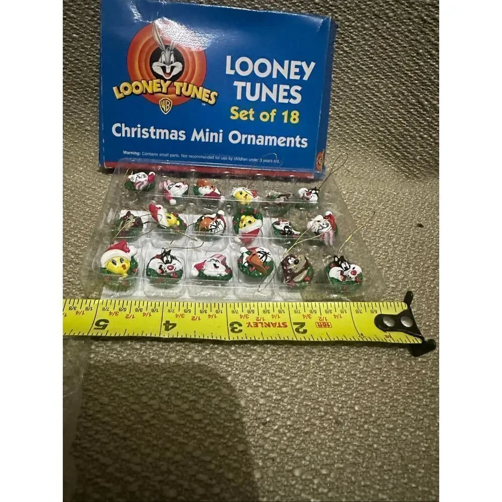 Vintage LOONEY TUNES Christmas Mini Ornaments 1999 Set of 18 Characters GUC